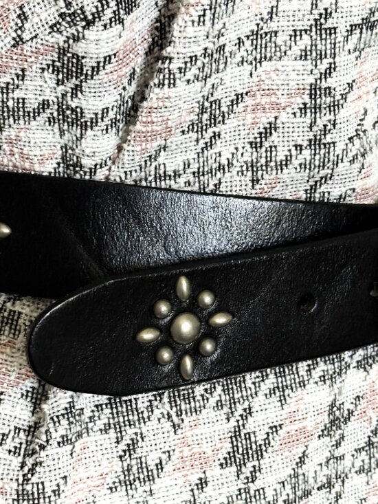 Rough Rosas Women\'s Vintage Western Black Genuine Leather Belt Size S